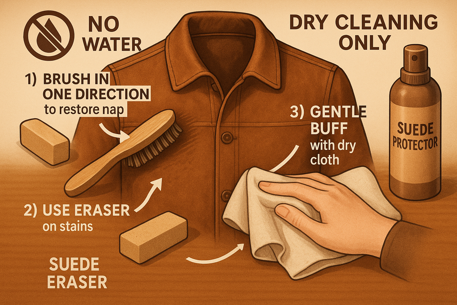 Cleaning suede leather without water damage